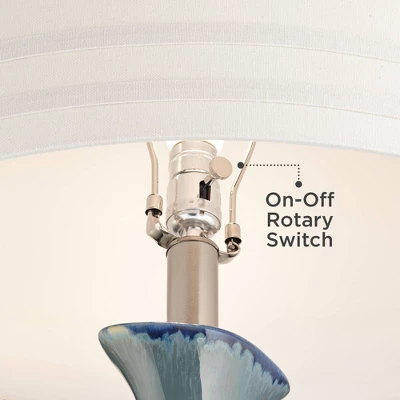 Possini Euro Design Annette 38" Tall Large Modern Coastal End Table Lamps Set Of 2 Blue Drip Finish Ceramic Living Room Bedroom (Colors May Vary) 4 Possini Euro Design Annette 38" Tall Large Modern Coastal End Table Lamps Set Of 2 Blue Drip Finish Ceramic Living Room Bedroom (Colors May Vary) - Image 4