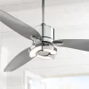 Possini Euro Design 56" Vengeance Modern Indoor Ceiling Fan 3 Blade LED Light Remote Control Chrome Finish Silver Blades Bedroom Living Room Kitchen