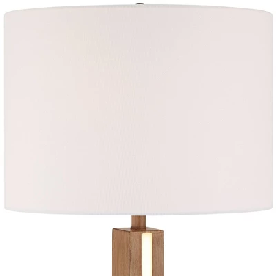 360 Lighting Styker 26 1/2" Tall Square Modern Table Lamp LED Night Light Brown Oak Finish Wood Single White Shade Living Room Bedroom Bedside House 2 360 Lighting Styker 26 1/2" Tall Square Modern Table Lamp LED Night Light Brown Oak Finish Wood Single White Shade Living Room Bedroom Bedside House - Image 2