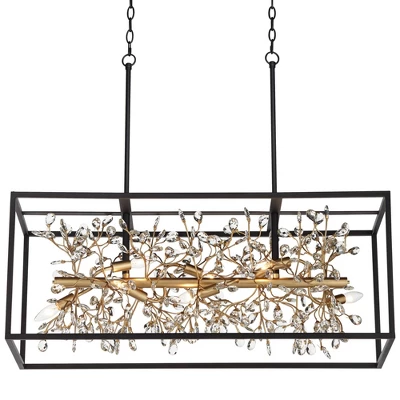 Possini Euro Design Carrine Black Gold Linear Pendant Chandelier 38 1/2" Wide Modern Clear Crystal 8-Light Fixture For Dining Room Kitchen Island Home 4 Possini Euro Design Carrine Black Gold Linear Pendant Chandelier 38 1/2" Wide Modern Clear Crystal 8-Light Fixture For Dining Room Kitchen Island Home - Image 4