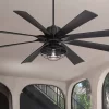 70" Possini Euro Design Defender Modern Industrial Indoor Outdoor Ceiling Fan LED Light Remote Matte Black Damp Rated Patio House