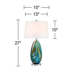 Possini Euro Design Pablo 27" Tall Modern Table Lamp Table Top Dimmer Blue Art Glass Single Living Room Bedroom Bedside Nightstand House White Shade -Possini Euro Design Sales GUEST 4c54a92f ee62 4a25 a32a 08d4dffda8e2