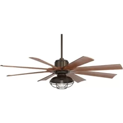 60" Possini Euro Design Industrial Indoor Outdoor Ceiling Fan With Dimmable LED Light Remote Control Oil Rubbed Bronze Cage Koa Damp Rated For Patio -Possini Euro Design Sales GUEST 4cb223a5 0de0 491b b294 2f2071c89110
