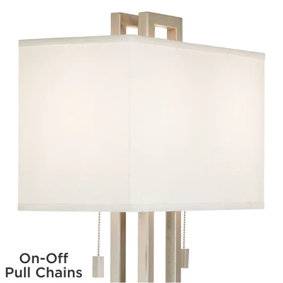 Possini Euro Design Modern Table Lamps 30" Tall Set Of 2 Brushed Nickel Open Rectangular White Box Shade For Living Room Family Bedroom 2 Possini Euro Design Modern Table Lamps 30" Tall Set Of 2 Brushed Nickel Open Rectangular White Box Shade For Living Room Family Bedroom - Image 2