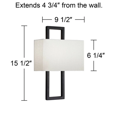Possini Euro Design Modena Modern Art Deco Wall Light Sconce Black Hardwire 9 1/2" Fixture Silvery Faux Silk Shade For Bedroom Bathroom Vanity Reading 3 Possini Euro Design Modena Modern Art Deco Wall Light Sconce Black Hardwire 9 1/2" Fixture Silvery Faux Silk Shade For Bedroom Bathroom Vanity Reading - Image 3