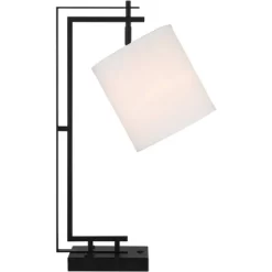 Possini Euro Design Covello 25" High Modern Mission Desk Lamp USB Port AC Power Outlet Black Metal Single White Shade Home Office Living Room Charging -Possini Euro Design Sales GUEST 4e853a7e 8806 462c a9ec 3a2eae7d9b25