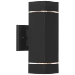 Possini Euro Design Skyridge 11 3/4" High Mid Century Modern Outdoor Wall Light Fixture Mount Porch House Exterior Up-Down LED Bulb Black Aluminum -Possini Euro Design Sales GUEST 4fc76ced 8305 4857 b695 74405f6ec160