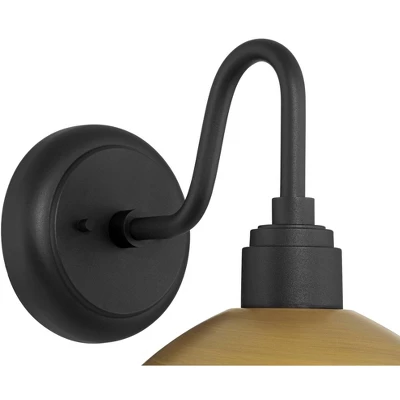 Possini Euro Design Miles 12 1/2" High Modern Industrial Outdoor Wall Light Fixture Mount Porch House Exterior Outside Weatherproof Black Gold 2 Possini Euro Design Miles 12 1/2" High Modern Industrial Outdoor Wall Light Fixture Mount Porch House Exterior Outside Weatherproof Black Gold - Image 2