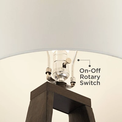 Possini Euro Design Woodwork 30" Tall Open Base Large Mid Century Modern End Table Lamp Black Finish Finish Single White Shade Living Room Bedroom 4 Possini Euro Design Woodwork 30" Tall Open Base Large Mid Century Modern End Table Lamp Black Finish Finish Single White Shade Living Room Bedroom - Image 4