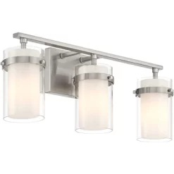 Possini Euro Design Kazran Modern Wall Light Brushed Nickel Hardwire 21 1/4" 3-Light Fixture Frosted White Glass For Mirror Vanity -Possini Euro Design Sales GUEST 5114ab49 bd33 4554 a44b 373195eaf87e