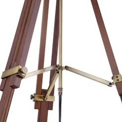 Possini Euro Design Serveyor Modern 57 1/2" Tall Tripod Floor Lamp Smart Socket Cherry Wood Brass Adjustable Beige Shade For Living Room -Possini Euro Design Sales GUEST 5178fbf7 83bd 4acd 8567 b8d7223c5e6b