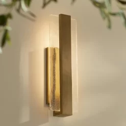 Possini Euro Design Possini Euro Cascadia 18"H Brass Piastra Glass LED Outdoor Wall Light