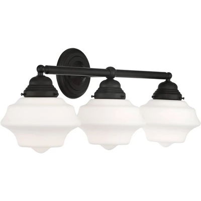 Possini Euro Design Astrid Modern Wall Light Black Metal Hardwire 27 1/4" 3-Light Fixture Opal White Glass Shade For Bedroom Bathroom Living Room 4 Possini Euro Design Astrid Modern Wall Light Black Metal Hardwire 27 1/4" 3-Light Fixture Opal White Glass Shade For Bedroom Bathroom Living Room - Image 4