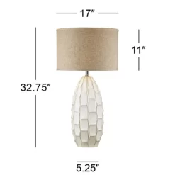 Possini Euro Design Cosgrove Modern Mid Century Table Lamp 32 3/4" Tall White Glazed Ceramic Beige Fabric Drum Shade For Bedroom Living Room Bedside -Possini Euro Design Sales GUEST 53bf3a95 df5f 48d6 9796 6dc6eda7d7ac