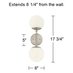 Possini Euro Design Oso Mid Century Modern Wall Light Sconce Brushed Nickel 6" 2-Light Fixture Opal Glass For Bedroom Bathroom Vanity Living Room Home -Possini Euro Design Sales GUEST 53d34881 129e 451f b6a1 6966b9f9733b