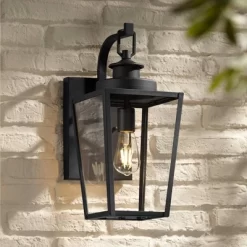 Possini Euro Design Ackerly Modern Outdoor Wall Light Fixture Textured Black 17 1/4" Clear Glass For Post Exterior Barn Deck House Porch Yard Patio -Possini Euro Design Sales GUEST 540f7a5d 5d74 470c be1d 0e59a38ecbbd