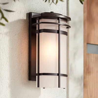 Possini Euro Design Theola Modern Outdoor Wall Light Fixture Bronze LED 16 1/4" Etched Glass Shade For Post Exterior Barn Deck House Porch Yard Patio 1 Possini Euro Design Theola Modern Outdoor Wall Light Fixture Bronze LED 16 1/4" Etched Glass Shade For Post Exterior Barn Deck House Porch Yard Patio