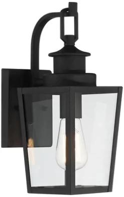 Possini Euro Design Ackerly Modern Outdoor Wall Light Fixtures Set Of 2 Textured Black Lantern Frame 14" Clear Glass For Post Exterior -Possini Euro Design Sales GUEST 54b66aaf 16d8 4282 a315 285457692018