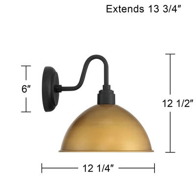Possini Euro Design Miles 12 1/2" High Modern Industrial Outdoor Wall Light Fixture Mount Porch House Exterior Outside Weatherproof Black Gold 3 Possini Euro Design Miles 12 1/2" High Modern Industrial Outdoor Wall Light Fixture Mount Porch House Exterior Outside Weatherproof Black Gold - Image 3