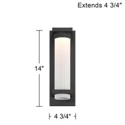 Possini Euro Design Kathleen 14" High Modern Outdoor Wall Light Fixture Mount Porch House Exterior LED Bulb Weatherproof Sand Black Metal Glass Shade -Possini Euro Design Sales GUEST 54fe8b47 b3e9 4240 a30c bd89661846f0