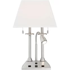 Possini Euro Design Dexter Modern Table Lamp 26" High Brushed Nickel With USB And AC Power Outlet In Base LED Reading Light White Shade For Home Desk 15 Possini Euro Design Dexter Modern Table Lamp 26" High Brushed Nickel With USB And AC Power Outlet In Base LED Reading Light White Shade For Home Desk -Possini Euro Design Sales GUEST 550d45bd 55cb 4f73 93fa 137dbebc1854