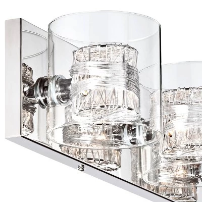 Possini Euro Design Wrapped Wire Modern Wall Light Chrome 22" Fixture Clear Glass Cylinder Shade For Bedroom Bathroom Vanity Reading Living Room House 2 Possini Euro Design Wrapped Wire Modern Wall Light Chrome 22" Fixture Clear Glass Cylinder Shade For Bedroom Bathroom Vanity Reading Living Room House - Image 2