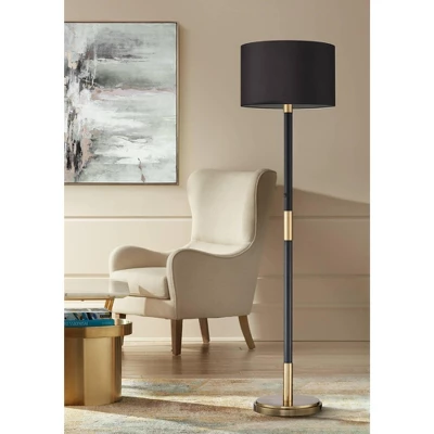 Possini Euro Design Cameron Mid Century Modern 72 1/4" Tall Floor Lamp Warm Gold Matte Black Light Blaster LED Drum Shade For Living Room 1 Possini Euro Design Cameron Mid Century Modern 72 1/4" Tall Floor Lamp Warm Gold Matte Black Light Blaster LED Drum Shade For Living Room