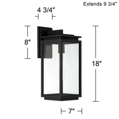 Possini Euro Design Modern Outdoor Wall Light Fixture Matte Black 18" Clear Glass For Post Exterior Barn Deck House Porch Yard 3 Possini Euro Design Modern Outdoor Wall Light Fixture Matte Black 18" Clear Glass For Post Exterior Barn Deck House Porch Yard - Image 3