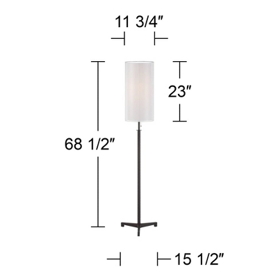 Possini Euro Design Tarrah Modern 68 1/2" Tall Standing Floor Lamp Skinny Tripod Pull Chain Brown Metal Bronze Finish Double Drum White Shade 8 Possini Euro Design Tarrah Modern 68 1/2" Tall Standing Floor Lamp Skinny Tripod Pull Chain Brown Metal Bronze Finish Double Drum White Shade - Image 8