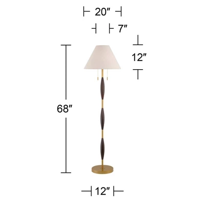 Possini Euro Design Carillo Modern 68" Tall Standing Floor Lamp Pull Chain Espresso Brown Gold Wood Living Room Bedroom House Reading Office 3 Possini Euro Design Carillo Modern 68" Tall Standing Floor Lamp Pull Chain Espresso Brown Gold Wood Living Room Bedroom House Reading Office - Image 3