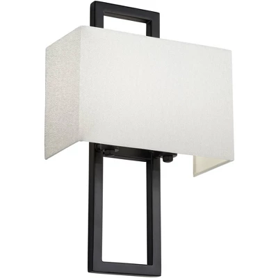 Possini Euro Design Modena Modern Art Deco Wall Light Sconce Black Hardwire 9 1/2" Fixture Silvery Faux Silk Shade For Bedroom Bathroom Vanity Reading 8 Possini Euro Design Modena Modern Art Deco Wall Light Sconce Black Hardwire 9 1/2" Fixture Silvery Faux Silk Shade For Bedroom Bathroom Vanity Reading - Image 8
