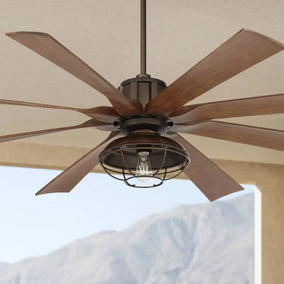70" Possini Euro Design Defender Industrial Indoor Outdoor Ceiling Fan With Dimmable LED Light Remote Oil Rubbed Bronze Koa Cage Damp Rated For Patio 1 70" Possini Euro Design Defender Industrial Indoor Outdoor Ceiling Fan With Dimmable LED Light Remote Oil Rubbed Bronze Koa Cage Damp Rated For Patio