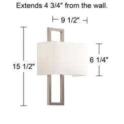 Possini Euro Design Modern Wall Light Sconce Brushed Nickel Hardwired 15 1/2" High Fixture Faux Silk For Bedroom Bathroom Hallway -Possini Euro Design Sales GUEST 58b804dc 7d76 46ba ac95 d892e2a4ff33