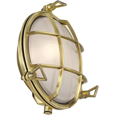 Possini Euro Design Possini Euro Anjali 10" High Brass Bulkhead Wall Sconce 6 Possini Euro Design Possini Euro Anjali 10" High Brass Bulkhead Wall Sconce - Image 6