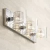 Possini Euro Design Wrapped Wire Modern Wall Light Chrome 22" Fixture Clear Glass Cylinder Shade For Bedroom Bathroom Vanity Reading Living Room House