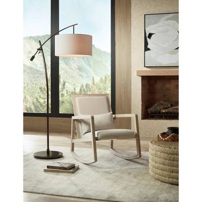 Possini Euro Design Raymond Modern 69" Tall Arc Floor Lamp With Smart Socket Bronze Adjustable Off-White Shade For Living Room Reading 8 Possini Euro Design Raymond Modern 69" Tall Arc Floor Lamp With Smart Socket Bronze Adjustable Off-White Shade For Living Room Reading - Image 8