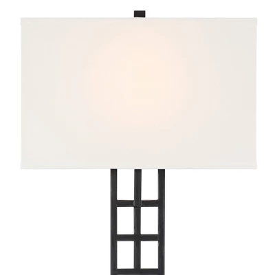 Possini Euro Design Ventano Modern Wall Lamp Matte Black Metal Plug-in 16" Light Fixture White Linen Shade For Bedroom Living Room House Hallway 2 Possini Euro Design Ventano Modern Wall Lamp Matte Black Metal Plug-in 16" Light Fixture White Linen Shade For Bedroom Living Room House Hallway - Image 2