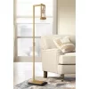 Possini Euro Design Denali Modern 61" Tall Standing Floor Lamp Metal Warm Gold Finish Living Room Bedroom House Reading Office Glass Clear Shade