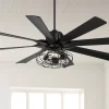 60" Possini Euro Design Modern Indoor Ceiling Fan With LED Light Remote Control Matte Black Cage For Living Room Kitchen House