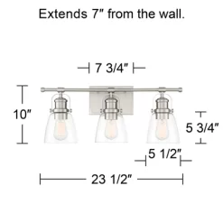 Possini Euro Design Kalen Modern Wall Light Brushed Nickel Hardwire 23 1/2" 3-Light Fixture Clear Glass Shade For Bedroom Bathroom Vanity Reading -Possini Euro Design Sales GUEST 5b225a18 d942 425b 85f6 b8f08b66e630