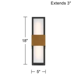 Possini Euro Design Possini Euro Radford 18"H Sand Black And Brass LED Outdoor Wall Light -Possini Euro Design Sales GUEST 5b5e24eb 8bd0 4649 a5f1 2e922317ef24