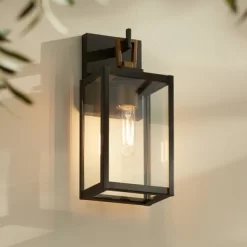 Possini Euro Design Possini Euro Trystin 13" High Black And Brass Outdoor Wall Light