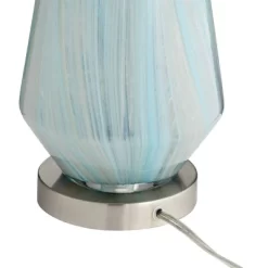 Possini Euro Design Jaime Coastal Table Lamp With Round White Marble Riser 26" High Blue Gray Drum Shade For Bedroom Living Room Office House Home -Possini Euro Design Sales GUEST 5c91e6df 7d03 4503 9c8f b11389121029