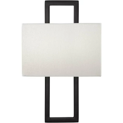 Possini Euro Design Modena Modern Art Deco Wall Light Sconce Black Hardwire 9 1/2" Fixture Silvery Faux Silk Shade For Bedroom Bathroom Vanity Reading 5 Possini Euro Design Modena Modern Art Deco Wall Light Sconce Black Hardwire 9 1/2" Fixture Silvery Faux Silk Shade For Bedroom Bathroom Vanity Reading - Image 5