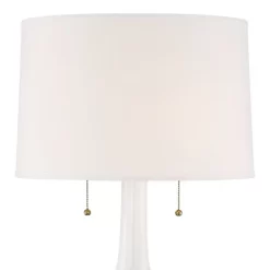 Possini Euro Design Natalia Modern Country Cottage Table Lamp With Square Riser 28 1/2" Tall White Floral Ceramic Drum Shade For Bedroom Living Room