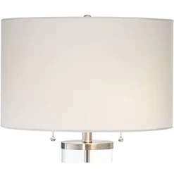 Possini Euro Design Fritz Modern Table Lamp 26 1/2" High Silver Clear Glass Column With USB And AC Power Outlet In Base Drum Shade For Bedroom Desk -Possini Euro Design Sales GUEST 5cdb1959 336d 4d28 80b8 7fd77310c8d7 1