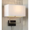 Possini Euro Design Trixie Modern Wall Lamp Brushed Nickel Plug-in 12" Light Fixture Rectangular Shade For Bedroom Reading Living Room Hallway House