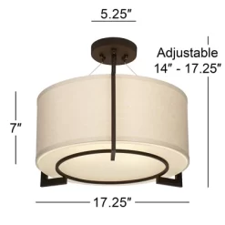 Possini Euro Design Stinson Modern Ceiling Light Semi Flush Mount Fixture 17 1/4" Wide Bronze 3-Light Linen Drum Shade For Bedroom Kitchen Living Room 12 Possini Euro Design Stinson Modern Ceiling Light Semi Flush Mount Fixture 17 1/4" Wide Bronze 3-Light Linen Drum Shade For Bedroom Kitchen Living Room -Possini Euro Design Sales GUEST 5cfc32a1 5a13 49e4 b20a c7db2f1f1e48