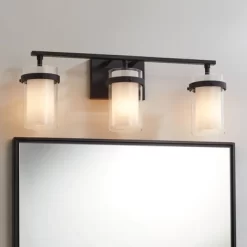 Possini Euro Design Possini Euro Lucia 22" Wide Matte Black 3-Light Bath Light