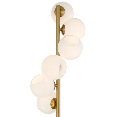 Possini Euro Design Astria Mid Century Modern 67" Tall Standing Floor Lamp Skinny Tree 6-Light Foot Switch Warm Gold Metal Living Room Bedroom House 2 Possini Euro Design Astria Mid Century Modern 67" Tall Standing Floor Lamp Skinny Tree 6-Light Foot Switch Warm Gold Metal Living Room Bedroom House - Image 2